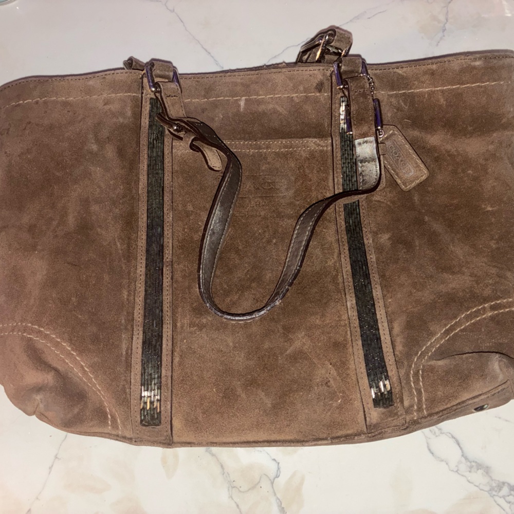 Coach Brown Suede Duffel Bag